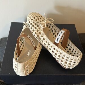 Miu Miu Woven Ballerina Slippers